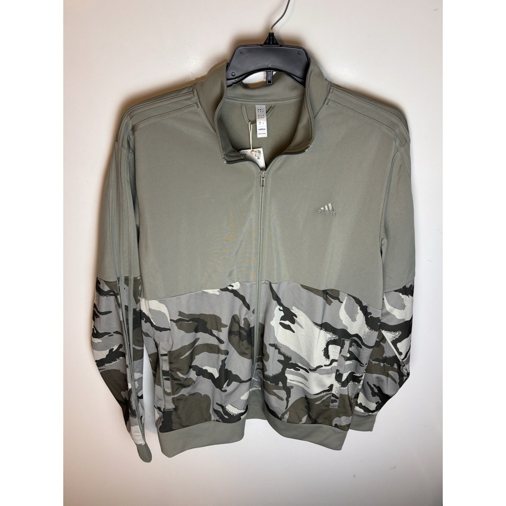 adidas Men's Silver Pebble Essentials Camo Tricot Track Jacket (IT0558) XL NWT